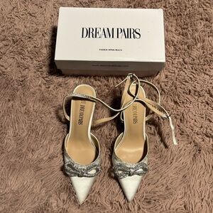 Dream Pairs Silver and Cream Heels